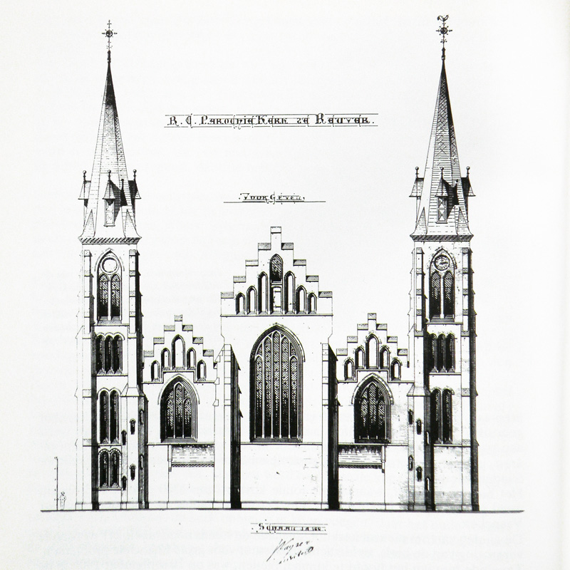 Ontwerp van architect Jules Kayser voor de Sint Lambertuskerk in Reuver, 1906.