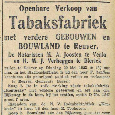 Nieuwe Venlosche Courant, 26 mei 1923.