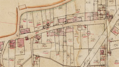 Veldpoort, detail van het kadastraal minuutplan uit 1842.