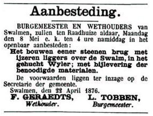 Nieuwblad van Roermond, 22 april 1876.