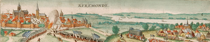 Roermond in 1590. Detail van een tekening door Frans Hogenberg.